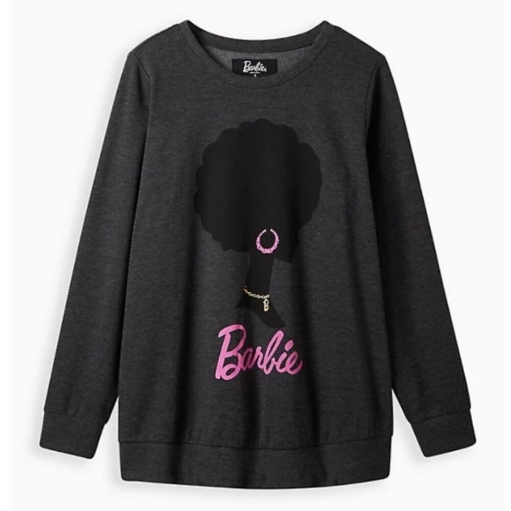 Torrid Size 4 (26W) Barbie Doll Afro Silhouette Crew Pullover Sweatshirt NWT